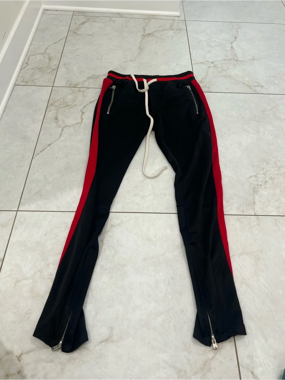 Mnml Black/Red Drawstring Track Pants Size Medium